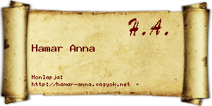 Hamar Anna névjegykártya